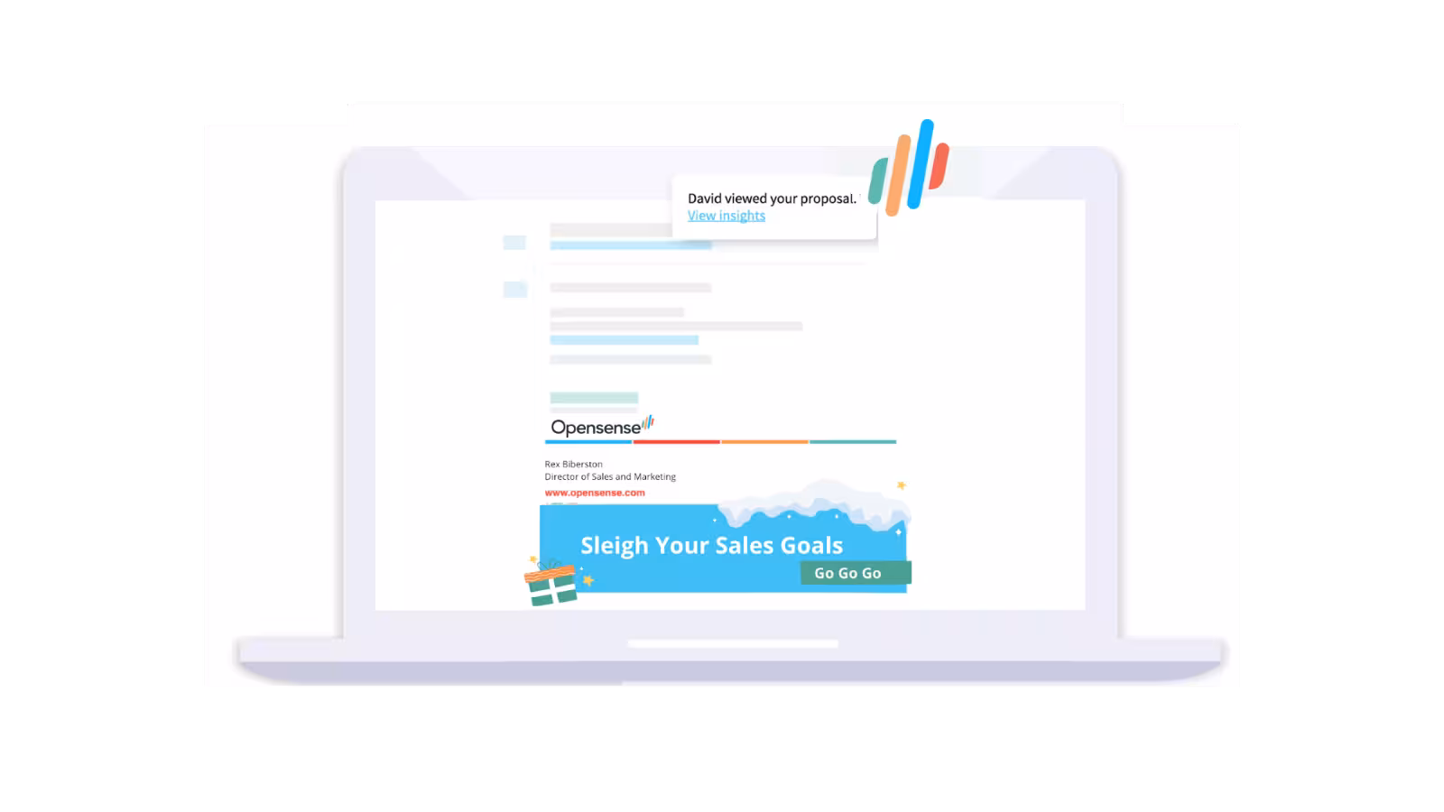 Email interface with an Opensense email signature that includes a holiday email ad banner