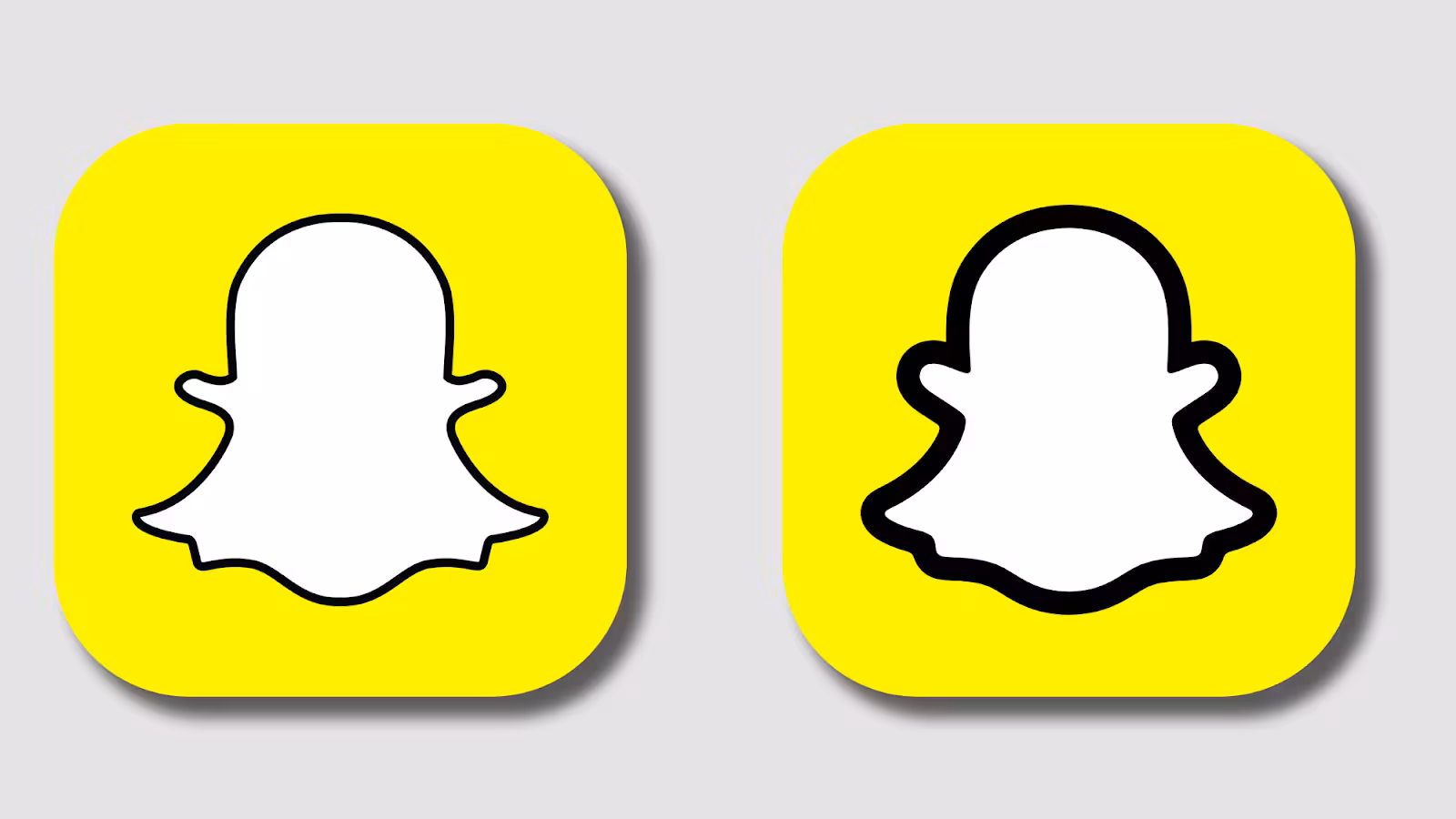 Snapchat logo before and after rebrand.