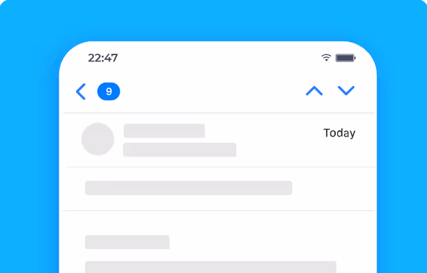 Mobile email app screenshot
